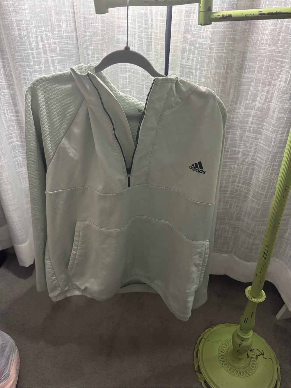 adidas Mint Green Half-Zip Hoodie